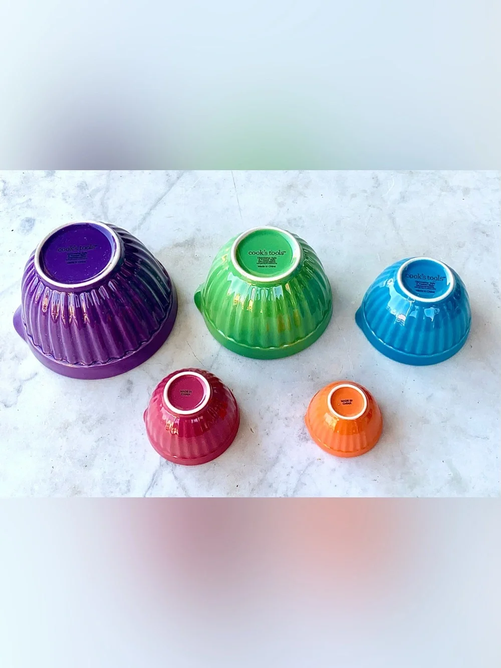 COOKS TOOLS NESTING Colorful Ceramic Measuring Cup 5PC Multicolor NEW